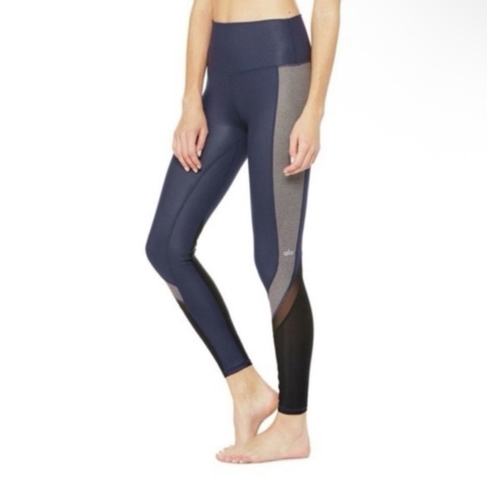 ALO Yoga Blue black and Gray Leggings Moisture-Wicking Comfort - Picture 8 of 8